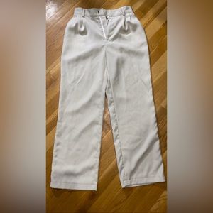 Cream Wide Leg High Waisted Trousers